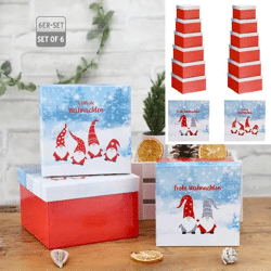 Boxenset, Wichtel-Design, quadratisch, 2 Größen, 6er Set – Vielseitige Aufbewahrungslösung