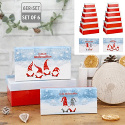 Boxenset, Wichtel-Design, rechteckig, 2 Größen, 6er Set – Vielseitige Aufbewahrungslösung