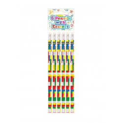 Brickz Bleistifte in voller Größe mit Radiergummi, 6er-Pack – perfekt zum Zeichnen und für den Schulgebrauch