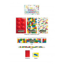 Brickz Schreibset, 5-teilig – Stifte, Lineal, Radierer, Spitzer für kreative Kinder