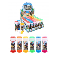 Bubble Tubs Seifenblasen im Piraten-Design, 50 ml, mit Maze-Puzzle-Deckel, verschiedene Farben, 6er-Pack