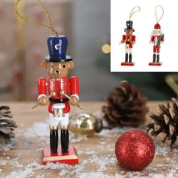 Bunte hängende Nussknacker-Dekorationen - Set von 2, 13cm Höhe - Weihnachtsbaumschmuck