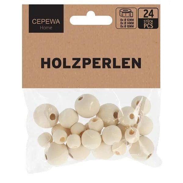 Bunte Holzperlen zum Auff&auml;deln, Kreativset, 24 St&uuml;ck