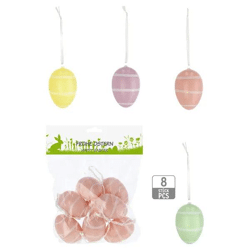 Bunte Oster-Ei Kollektion, 8er-Pack, 4/s, ca. 6cmH: Fröhliche Dekoration für Osternest und Feierlichkeiten