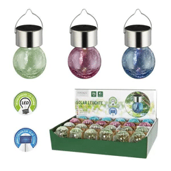 Bunte Solarleuchte mit Rissen, 3er-Pack, ca. 6x13cm - Beleuchtung für den Garten mit Solarenergie