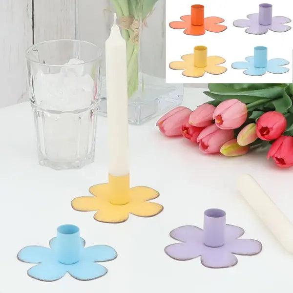 Bunter Blumen-Kerzenst&auml;nder, 4er-Set, Durchmesser 10 cm