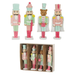 Bunter Candy Nussknacker, 4er Set - Farbenfrohe Festtagsdeko