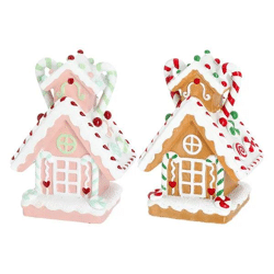 Buntes Candy Lebkuchenhaus-Set, Festliche Deko, 2 Stück, 11x15 cm
