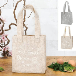 Charmante Filztasche - Frohe Ostern Design, 4er Set | Festliche Filz-Geschenktaschen, ca. 20cm Höhe
