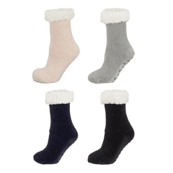 Chenille Hüttensocken 4er-Pack - Weiche, warme Socken für gemütliche Stunden Zuhause