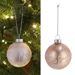 Christbaumkugel „Frohes Fest“, Rosa, Durchmesser ca. 6 cm