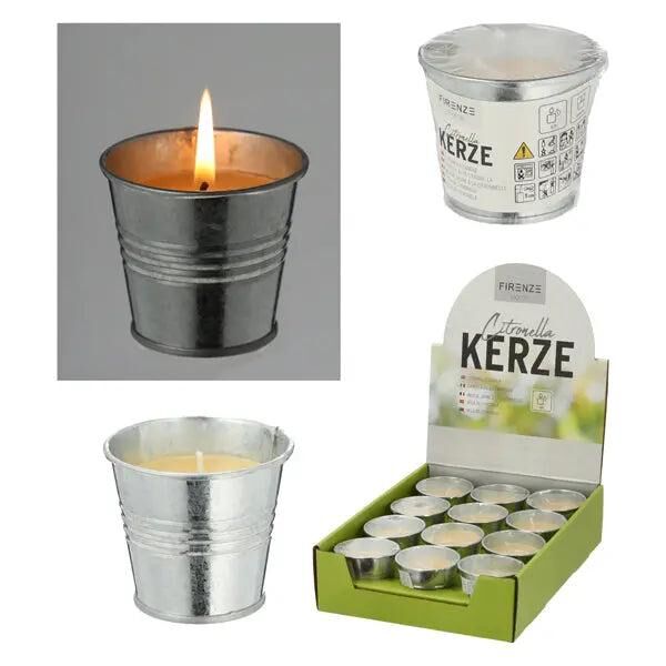 Citronella-Kerze im Zinktopf, ca. 6x6cm &ndash; Nat&uuml;rlicher Insektenschutz