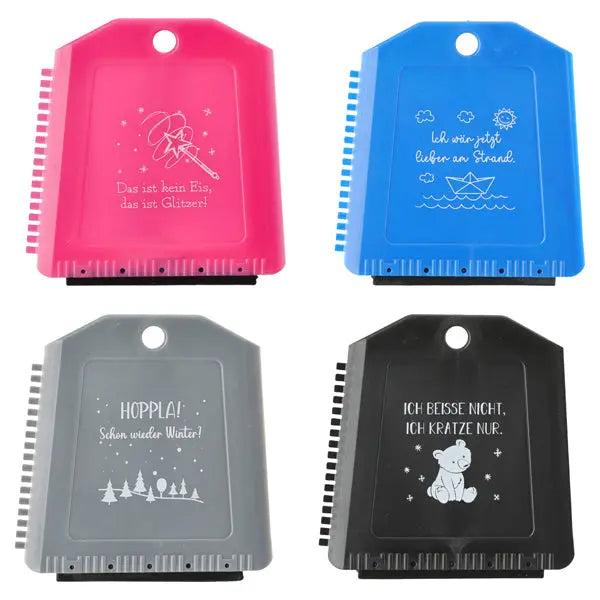 Cleverer Frostk&auml;mpfer: Eisfreier Eiskratzer, Witzige Spr&uuml;che, 4s, ca. 12x12cm