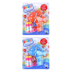 Clownfisch-Luftblasenpistole mit Reibungskraft und 43 ml Seifenblasenlösung – 2 Farben erhältlich