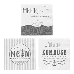 Coastal Theme Paper Napkins, 3-ply, Pack of 20: Seafaring Design Disposable Serviettes