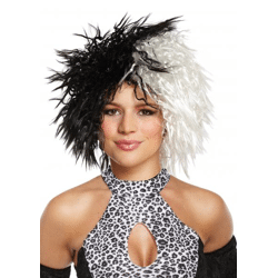 Women's wig Dalmatian style, 120G, Voluminous carnival costume accessory