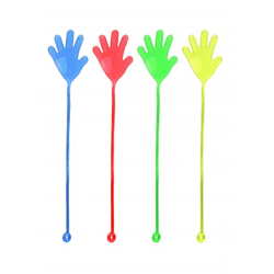 Stretchy sticky hand with cord, 6 cm, 4 different colors - Fun stretch toy for children