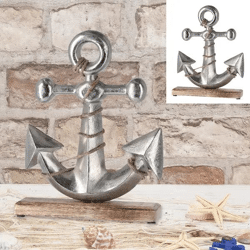 Deko-Maritimanker auf Standfuß, Klein - Küsten-Dekoration, Nautik-Design, Höhe ca. 33 cm