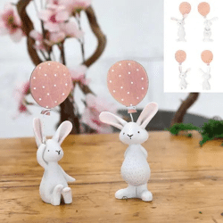 Deko-Set Hase mit Luftballon, 2 Stück, 12,5 cm Hoch - Verspielte Tischdekoration