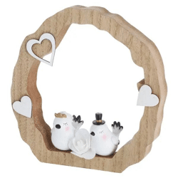 Dekoaufsteller Hochzeitstaubenpaar, 18x18cm – Stilvolle Hochzeitsdeko | Charmante Taubenpaar-Skulptur