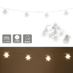 Dekorative 3D LED-Lichterkette Stern Weiß, 170 cm lang, Energieeffizient, für Innen und Außen