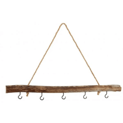 Dekorative Deluxe Holzstange mit Haken, Ca. 50cm - Kompakter Wand-Organizer