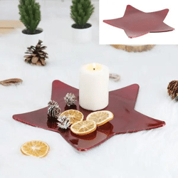 Dekorative Sternenplatte in Rot, Quadratisch, ca. 28x28 cm – Ideal für Festtage