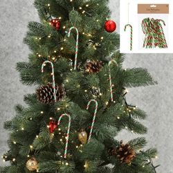 Dekorative Weihnachtsstange, Grün/Weiß/Rot, 15er-Set, ca. 12cm Höhe