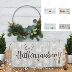 Dekorative Winterschilder mit Sprüchen, 4er-Set, 28x14cm, Stimmungsvoll