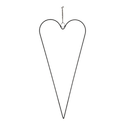 Dekorativer Herz-Hänger an Juteband, schwarz, mittelgroß, 17x38cm - Romantische Wanddeko