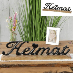 Dekorativer Schriftzug Heimat, auf Fuß, groß, 38cm Breite – Elegantes Wohnaccessoire