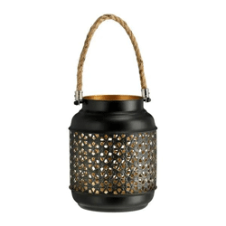 Dekoratives Windlicht, schwarz-gold, ca. 20cm Höhe – Elegante Laterne für Innen- und Außenbereich