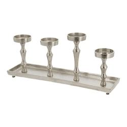 Deluxe Adventsleuchter aus Aluminium, Silberfarben, ca. 54 cm