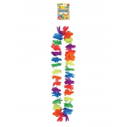 Deluxe Hula Lei Kette, 100cm, Neon-Mehrfarbig mit 6cm Blumenblättern