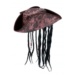 Deluxe Kinder-Piratenhut braun mit Haaren | Luxuriöses Piraten-Kostümzubehör für Kinder