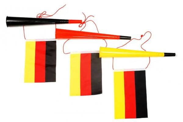 Deutschland Fan-Tr&ouml;ten &ndash; Patriotische L&auml;rmmacher, 3er-Set