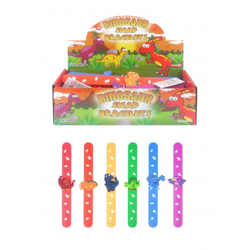 Dinosaurier-Armband mit Schnappverschluss, 23 cm x 2,5 cm, 6 verschiedene Muster – modisches Armband für Kinder