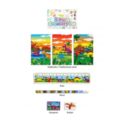 Dinosaurier-Briefpapier-Set, 5-teilig, Schreiben für Kinder, Din A4, Dino-Motiv