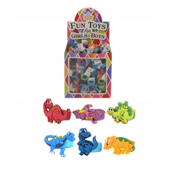 Dinosaurier-Ring, 2x3 cm, 6er-Set in verschiedenen Designs - Kinderschmuck für Partys & Verkleidungen