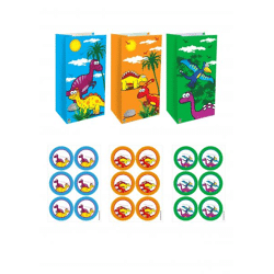 Dinosaurier Tasche 13x25x8cm mit 3cm Aufkleber - Verschiedene Designs