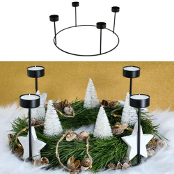 DIY Teelichthalter Adventskranz, Schwarz, ca. 33x15 cm - Kreatives Weihnachtsdekor