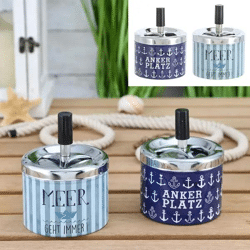 Drehaschenbecher-Set mit maritimem Design - 2/s - Praktische, stilvolle Aschenbecher für Raucher