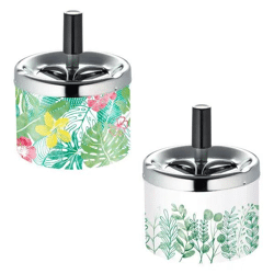 Drehaschenbecher-Set mit Pflanzendesign - 2/s - Stilvolle, funktionale Aschenbecher
