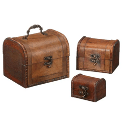 Dreiteiliges Truhenset in Dunkelbraun – Stilvolle Aufbewahrungslösung