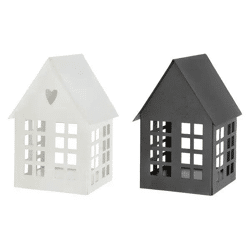 Duo von Häuschen-Kerzenhaltern, je 17 cm hoch – Gemütliche Deko