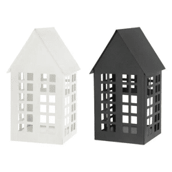 Duo von Kerzenhalter-Häusern, je 21 cm hoch – Stimmungsvolle Beleuchtung