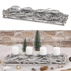 Eckiger Adventsleuchter aus Ästen, ca. 55cm Breit