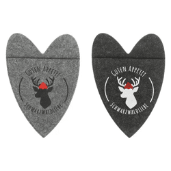 Edle Filz-Bestecktasche - Herzdesign - Schwarzwaldliebe 2/s - Hochwertige Besteckaufbewahrung