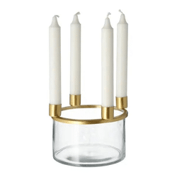 Edler Goldener Glas-Kerzenhalter - Durchmesser 15cm, Höhe 12cm