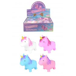 Einhorn Knetfigur 11cm, 4 Farben sortiert, Quetschspielzeug für Stressabbau